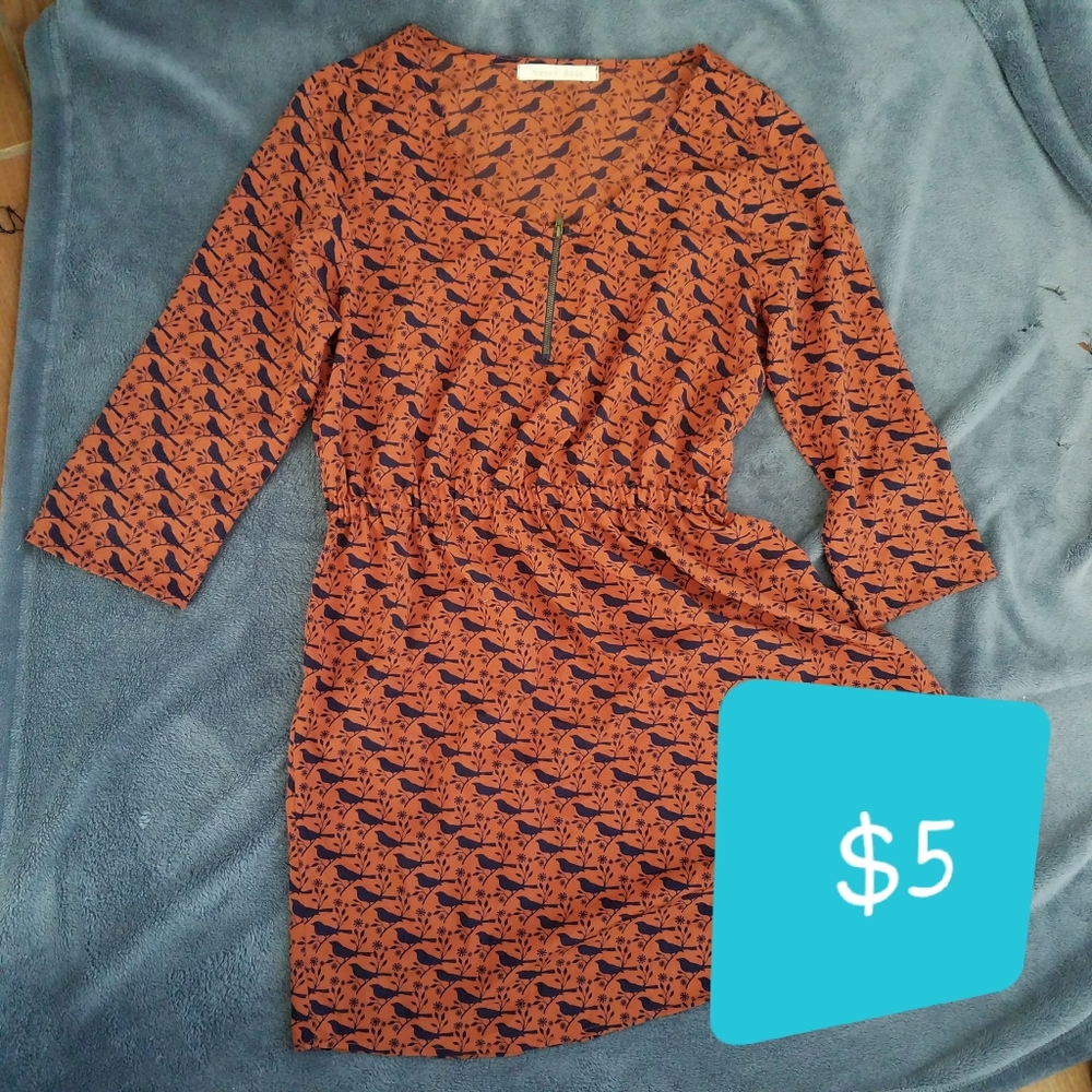 Sweet Rain Dress with Bird Pattern, Med.